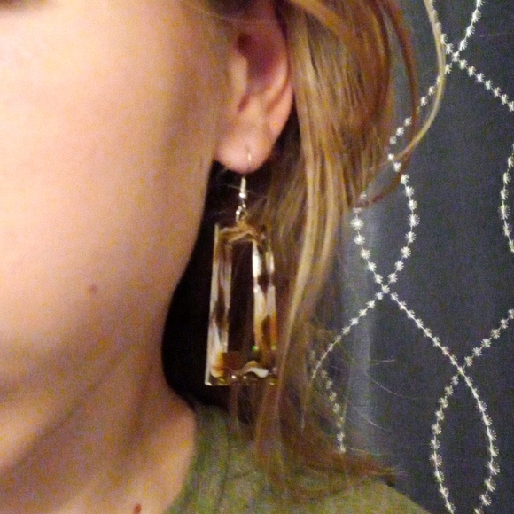 Resin earrings, 2 1/4 inches tall and 1 inch wide - Picture 3 of 3